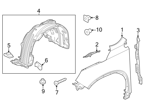 2024 Honda Pilot W-FENDER ASSY-, R- FR Diagram for 60210-T90-A00ZZ