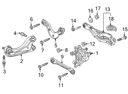 2022 Honda CR-V Hybrid Rear Suspension, Lower Control Arm, Upper Control Arm, Stabilizer Bar, Suspension Components Diagram 5