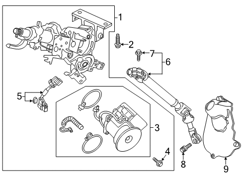 2022 Honda Pilot Steering Column & Wheel, Steering Gear & Linkage Diagram 4