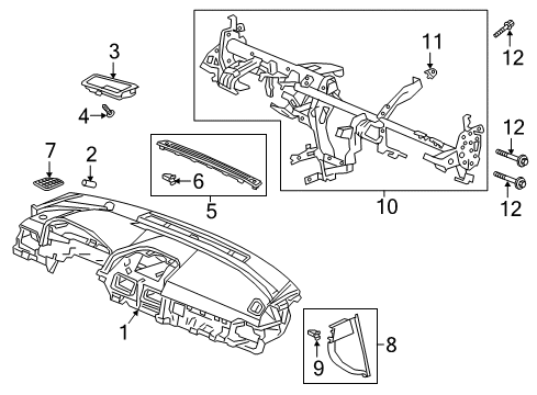 2022 Honda Accord Cluster & Switches, Instrument Panel Diagram 1