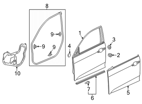 2022 Honda Civic SEAL, L- FR Diagram for 72361-T39-A11