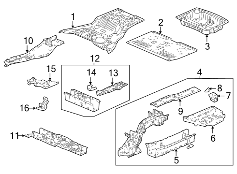 2023 Honda Pilot CR/MBR, RR- FLOOR Diagram for 65730-T90-305ZZ