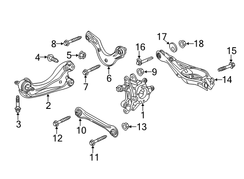 2022 Honda Insight Rear Suspension, Lower Control Arm, Upper Control Arm, Stabilizer Bar, Suspension Components Diagram 3