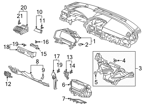 2022 Honda Accord Cluster & Switches, Instrument Panel Diagram 4