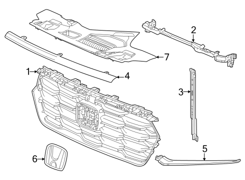 2023 Honda Pilot Grille & Components Diagram 1