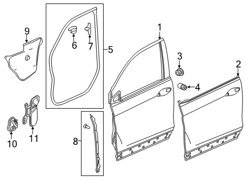 2022 Honda Pilot Door & Components Diagram 1