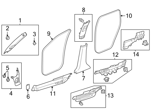 2024 Honda Pilot Interior Trim - Pillars Diagram