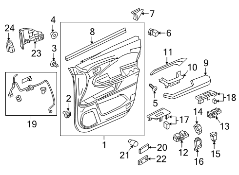 2023 Honda Passport Interior Trim - Front Door Diagram