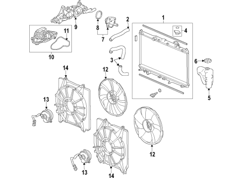 2022 Honda Pilot Cooling System, Radiator, Water Pump, Cooling Fan Diagram 2