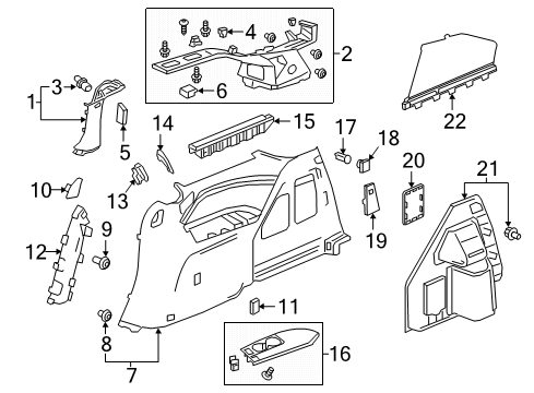 2023 Honda Odyssey Interior Trim - Side Panel Diagram