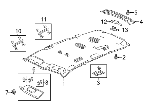 2023 Honda Passport Interior Trim - Roof Diagram