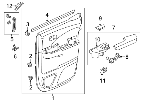 2023 Honda Ridgeline Interior Trim - Rear Door Diagram