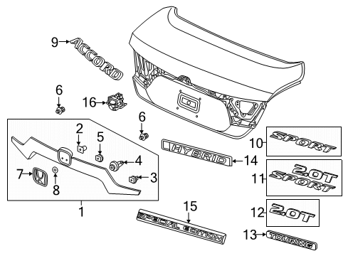 2022 Honda Accord Exterior Trim - Trunk Diagram