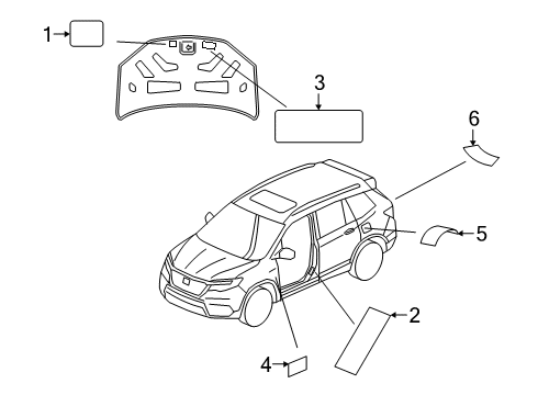 2023 Honda Passport Information Labels Diagram