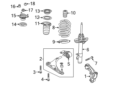 2022 Honda Passport Front Suspension Components, Lower Control Arm, Stabilizer Bar Diagram 2