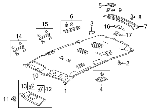 2022 Honda Pilot Interior Trim - Roof Diagram