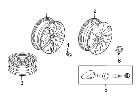 2023 Honda Passport Wheels, Covers & Trim Diagram