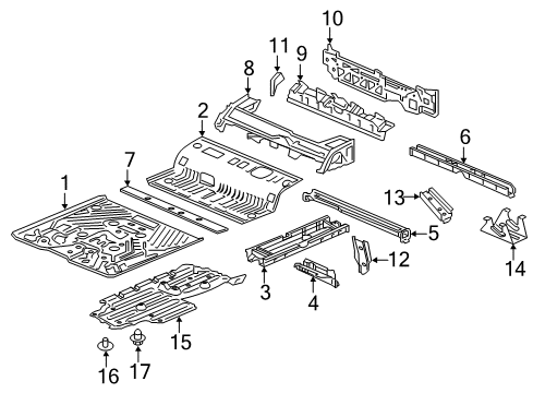 2022 Honda Ridgeline Floor & Rails Diagram