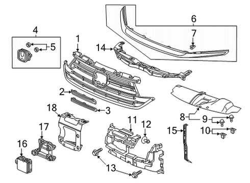 2024 Honda Odyssey Grille & Components Diagram