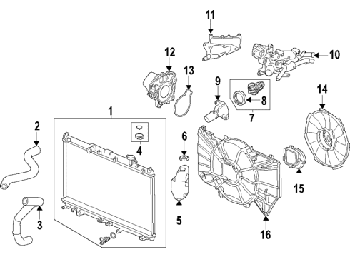 2022 Honda CR-V Hybrid Cooling System, Radiator, Water Pump, Cooling Fan Diagram 4