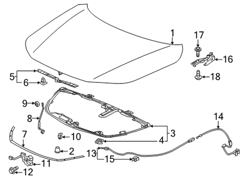 2022 Honda Civic W-HOOD, ENGINE Diagram for 60100-T20-A00ZZ