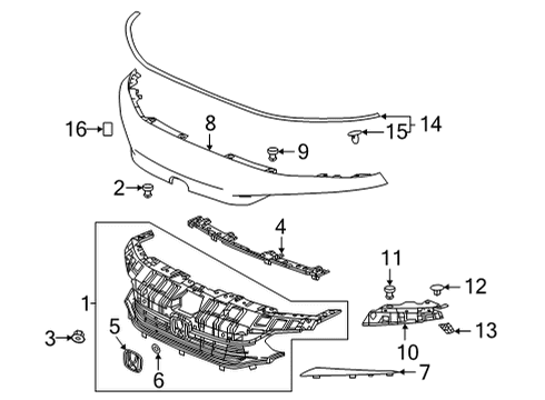 2022 Honda Civic W-GRILLE ASSY-, FR Diagram for 71200-T20-A61