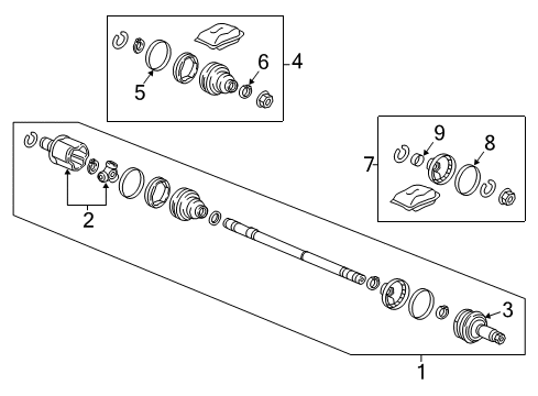 2022 Honda Ridgeline Axle & Differential - Rear Diagram 1