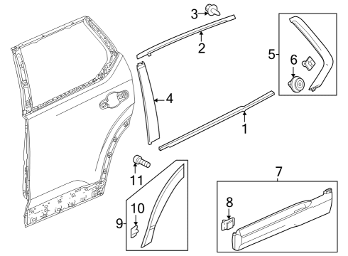 2024 Honda Pilot GARNISH, L- RR- DOOR Diagram for 75333-T90-A21