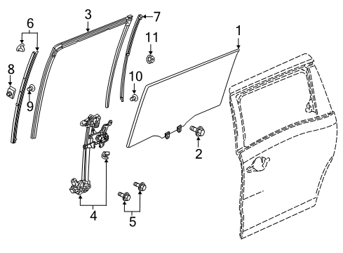 2024 Honda Odyssey Glass - Side Door Diagram