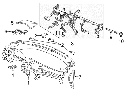 2022 Honda HR-V Cluster & Switches, Instrument Panel Diagram 1