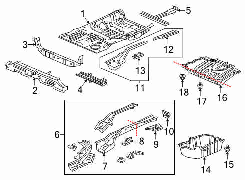 2022 Honda CR-V Hybrid Rear Floor & Rails Diagram 2