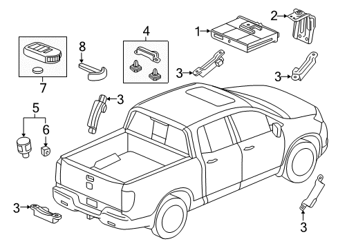 2022 Honda Ridgeline Keyless Entry Components Diagram