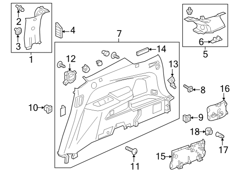 2022 Honda Pilot Interior Trim - Quarter Panels Diagram