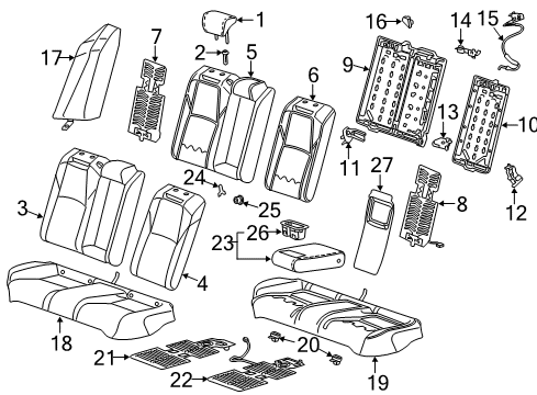 2022 Honda Accord Hybrid Rear Seat Components Diagram 1