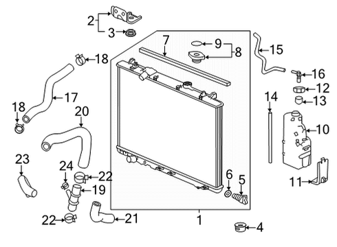 2023 Honda Ridgeline Radiator & Components Diagram