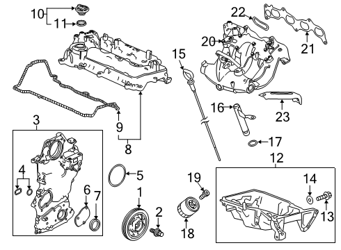 2022 Honda Accord Engine Parts, Mounts, Cylinder Head & Valves, Camshaft & Timing, Variable Valve Timing, Oil Pan, Oil Pump, Balance Shafts, Crankshaft & Bearings, Pistons, Rings & Bearings Diagram 2