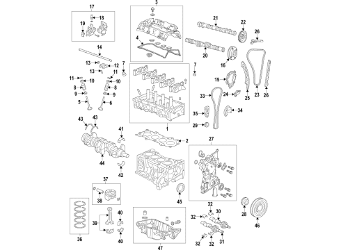 2022 Honda Accord Engine Parts, Mounts, Cylinder Head & Valves, Camshaft & Timing, Variable Valve Timing, Oil Pan, Oil Pump, Balance Shafts, Crankshaft & Bearings, Pistons, Rings & Bearings Diagram 5