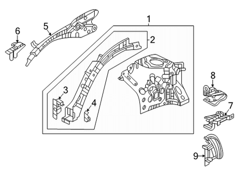 2022 Honda Civic Structural Components & Rails Diagram 4