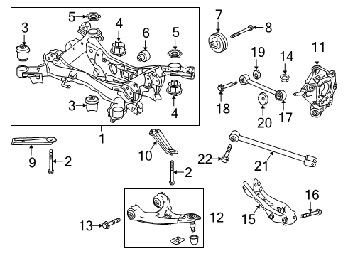 2022 Honda Passport Rear Suspension, Lower Control Arm, Upper Control Arm, Stabilizer Bar, Suspension Components Diagram 3