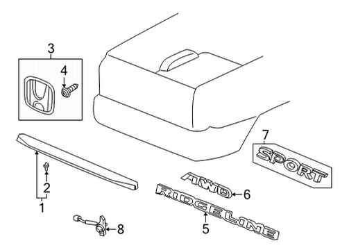 2022 Honda Ridgeline Exterior Trim - Tail Gate Diagram