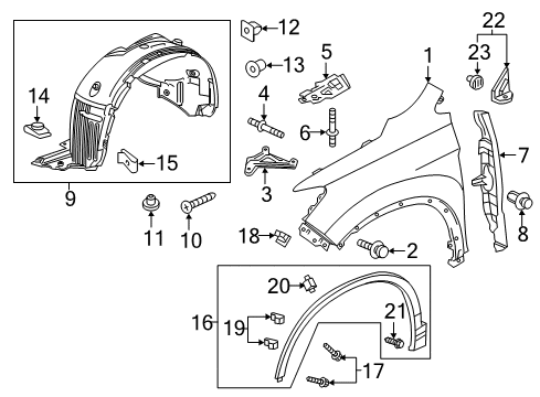 2022 Honda Pilot Fender & Components, Exterior Trim Diagram