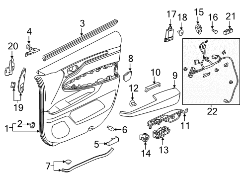 2024 Honda Odyssey Interior Trim - Front Door Diagram