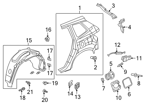 2023 Honda Passport Quarter Panel & Components Diagram