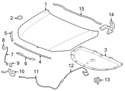 2024 Honda HR-V STAY, HOOD OPENER Diagram for 74145-3W0-A00