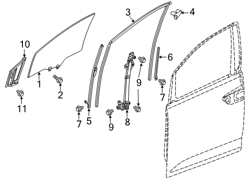 2024 Honda Odyssey Glass - Front Door Diagram