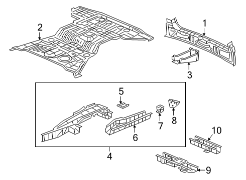 2022 Honda Passport Rear Body, Floor & Rails Diagram