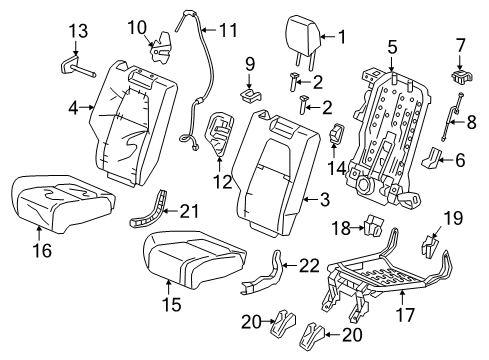 2022 Honda CR-V Hybrid Rear Seat Components Diagram 1