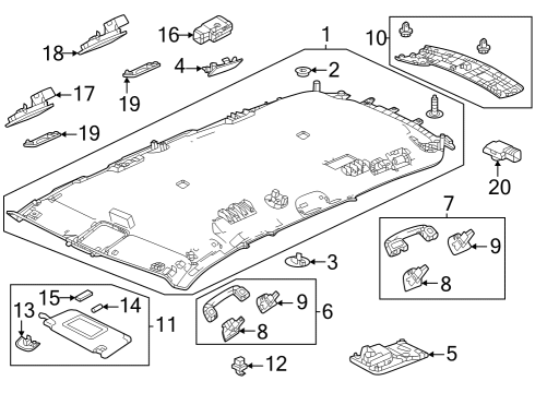 2024 Honda Pilot SUNVISOR *NH900L* Diagram for 83230-T90-A11ZA