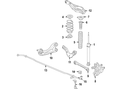 2022 Honda CR-V Hybrid Rear Suspension, Lower Control Arm, Upper Control Arm, Stabilizer Bar, Suspension Components Diagram 7