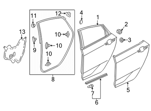 2023 Honda Civic WTHSTP, RR- R DOOR Diagram for 72810-T20-A01